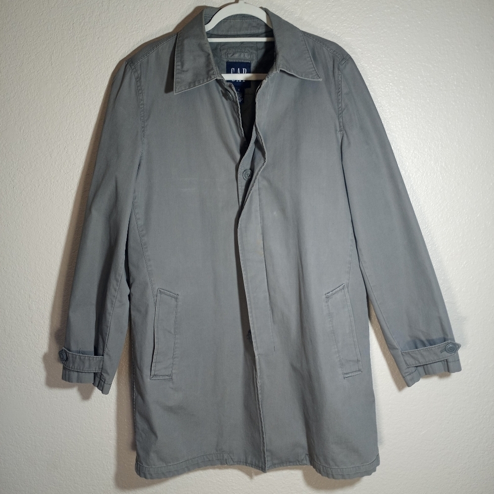 Vintage Gap Y2K Macintosh Trench Classic  Minimalist CBK Grey Cotton Overcoat S